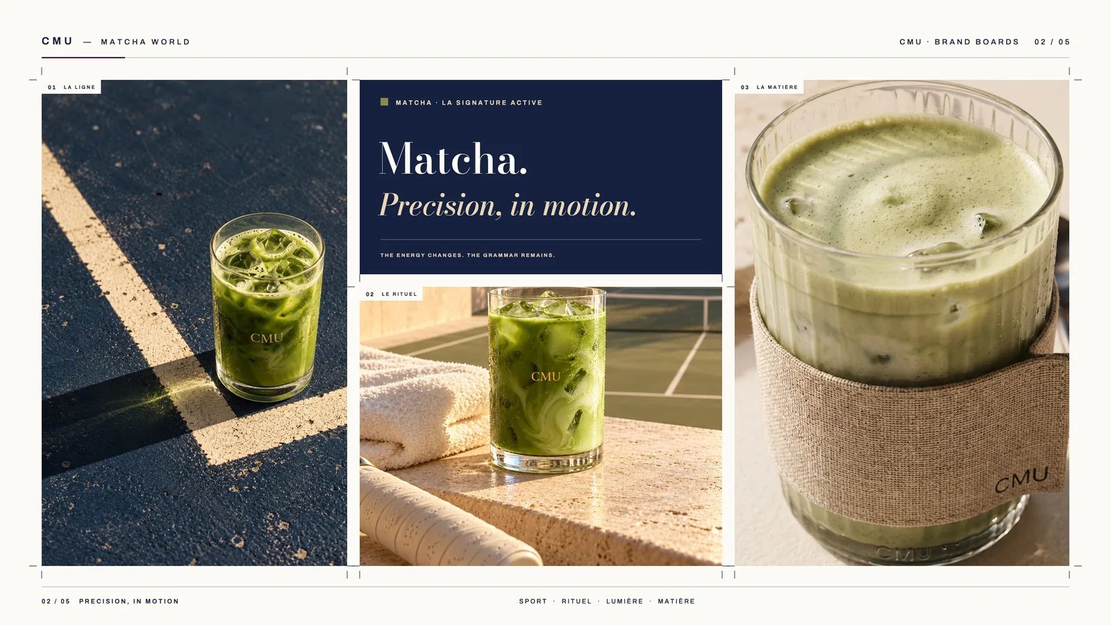 Cas client CMU : la signature matcha, déclinée en ligne, rituel et matière.